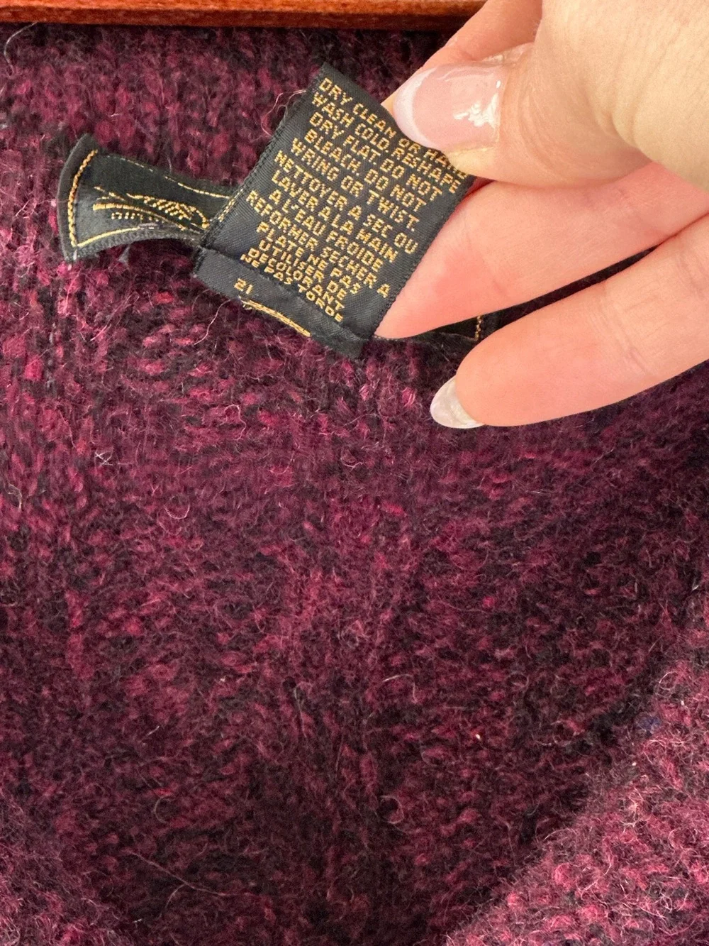 Eddie Bauer Vintage Shawl Collar Cable Knit Wool Cardigan Burgundy XL